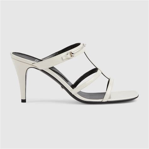 white gucci slides not webbed ones|Women's slim Horsebit slide sandal in white leather .